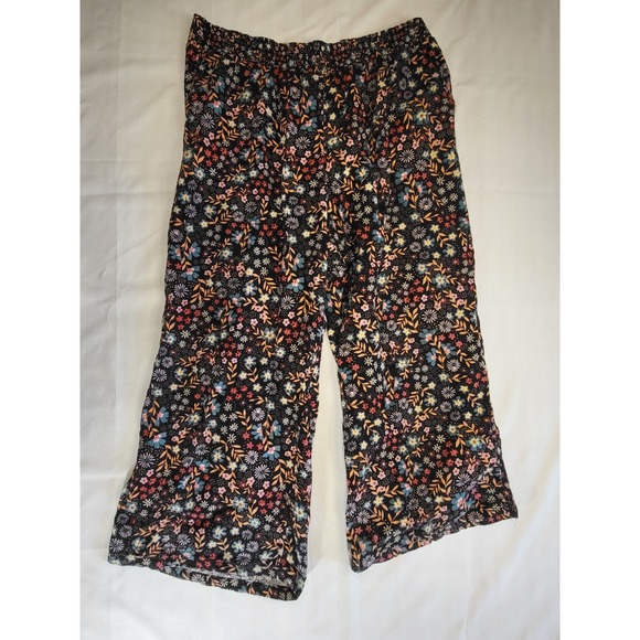 Joyspun Other - Joyspun Women Floral Wide Leg Lounge Pants Black Multi Color Size XL 16-18
